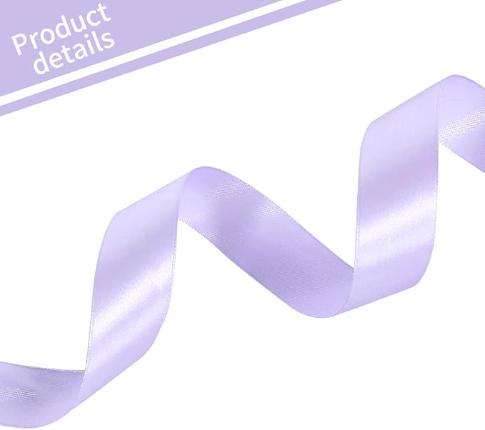 TONIFUL 1 Inch x 100yds Light Purple Satin Ribbon, Thin Solid Color Satin Ribbon - Image 3