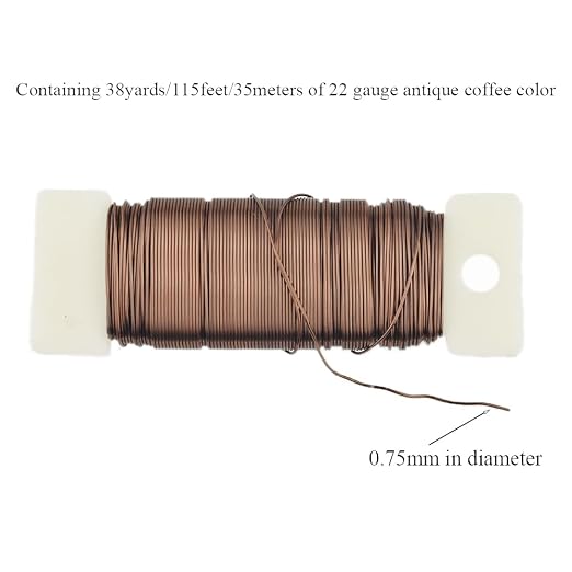 HAHIYO 22Gauge Coffee Color Metal Floral Wire - Image 3