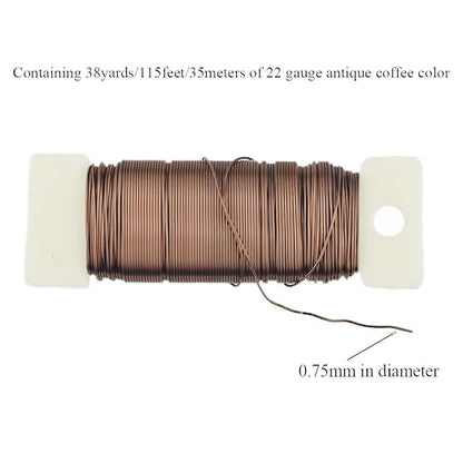HAHIYO 22Gauge Coffee Color Metal Floral Wire - Image 3