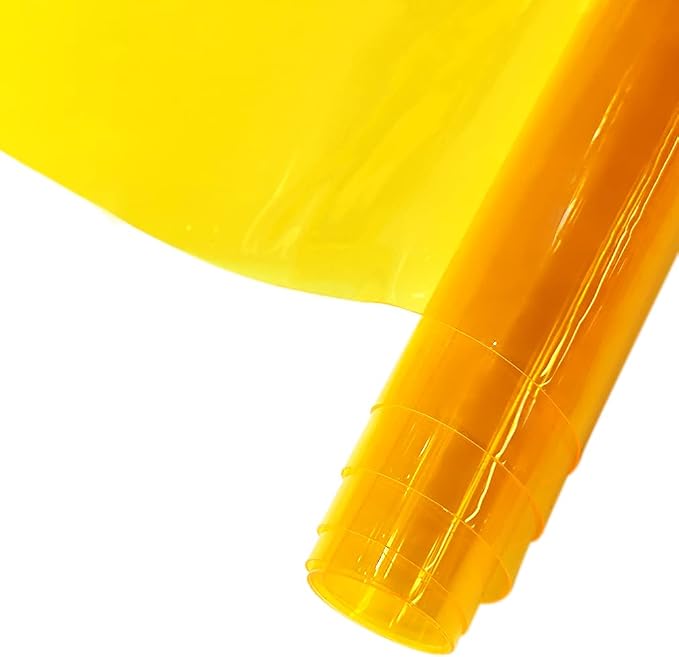 HYANG Light Yellow Transparent PVC Super Clear Holographic Vinyl Faux Leather by HYANGHAVEPUPVCALLLEATHER