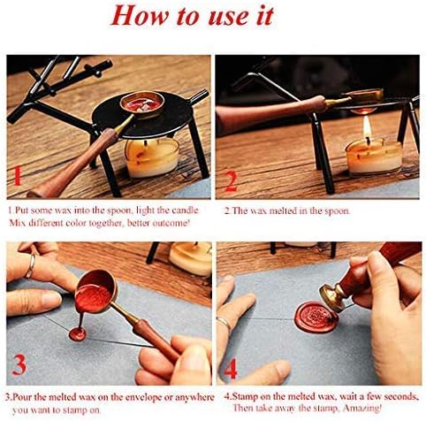 Vintage Santa Claus Monogram Sealing Wax Seal Stamp Rose Gold Metal Handle Kit - Image 4