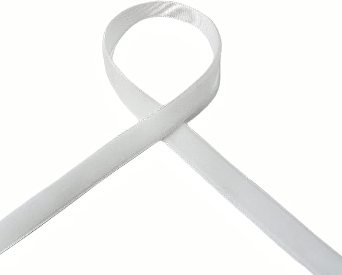 Vintage White Velvet Ribbon, 3/8 Inch X 25Yd - Image 3