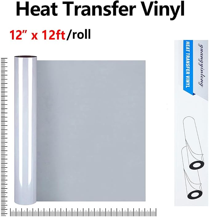 guangyintong Heat Transfer Vinyl Gray HTV Rolls, Matte Surface Gray HTV Vinyl - Image 2