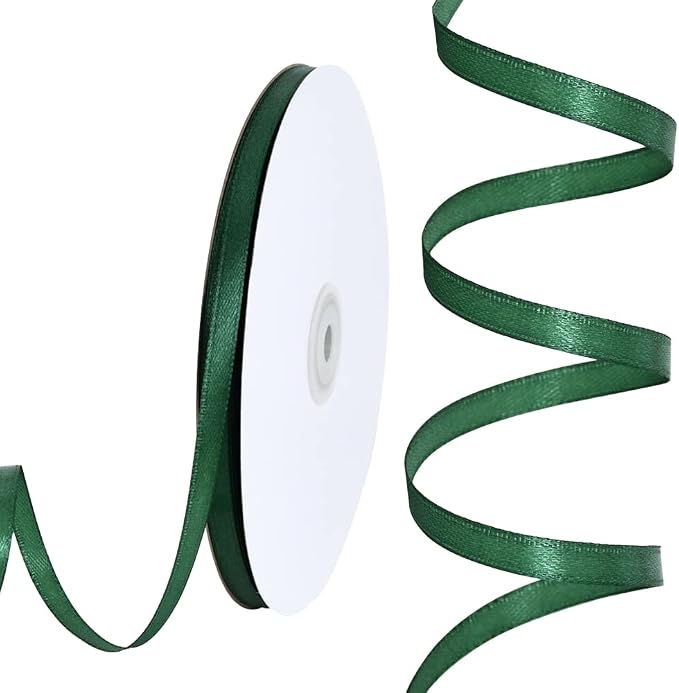 TONIFUL 1/4 Inch x 100yds Emerald Green Christmas Green Satin Ribbon, Thin by TONIFUL