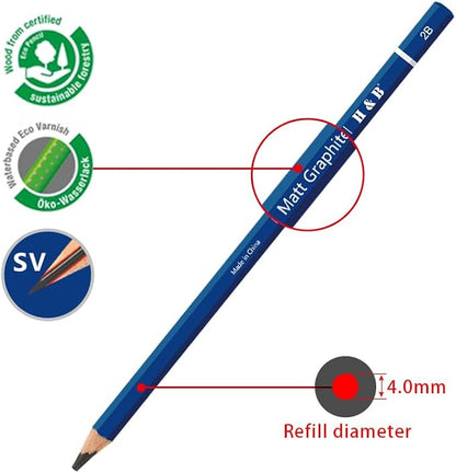 H & B Profession Sketch Pencils 9-Piece, Matte Sketch pencils, Sketch Pencil Set - Image 3