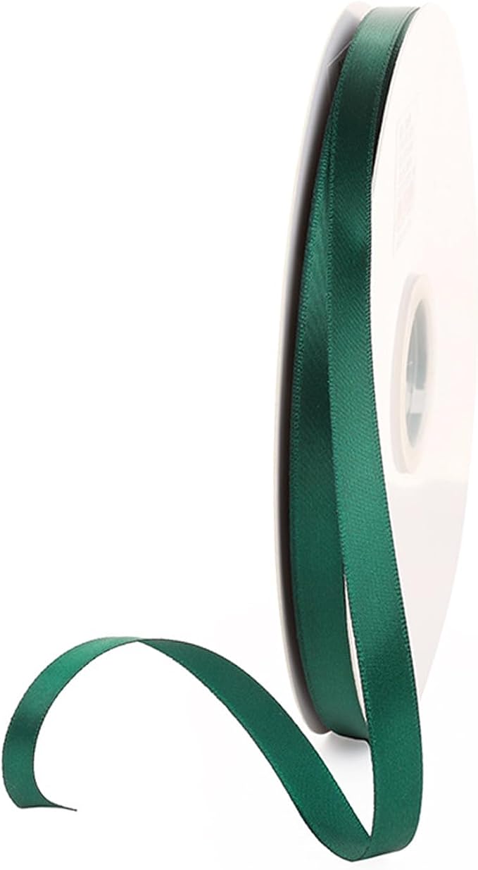 3/8" x 100 Yards Hunter Green Polyester Satin Ribbon Single Faced Bulk Fabric by Oakarbo