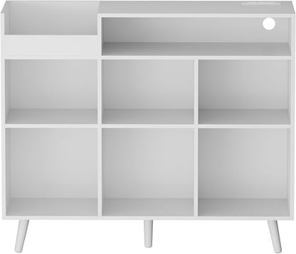 Cozy Castle Large Record Player Stand, Vinyl Storage Cabinet Mid Century Modern - Image 9