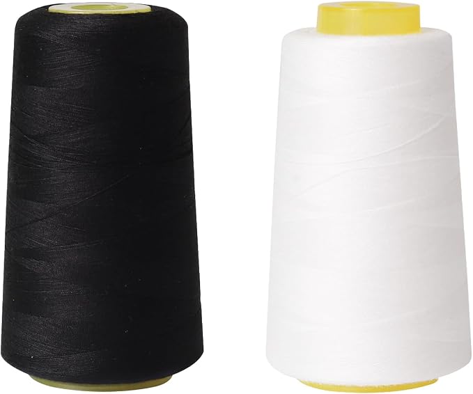 Sewing Thread Cone Set, 2 Pack Serger Thread, 3000 Yards Each, All Purpose by Unknown