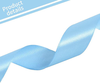 TONIFUL 1 Inch x 100yds Sky Blue Satin Ribbon, Thin Solid Color Satin Ribbon - Image 3