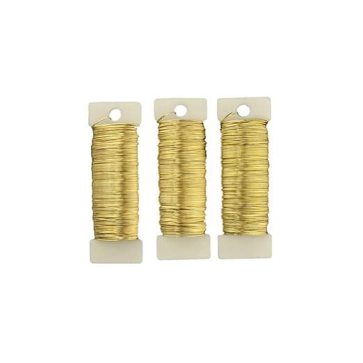 HAHIYO 22Gauge Golden 3Roll Total 115Yards Metal Floral Wire Flexible Paddle by HAHIYO