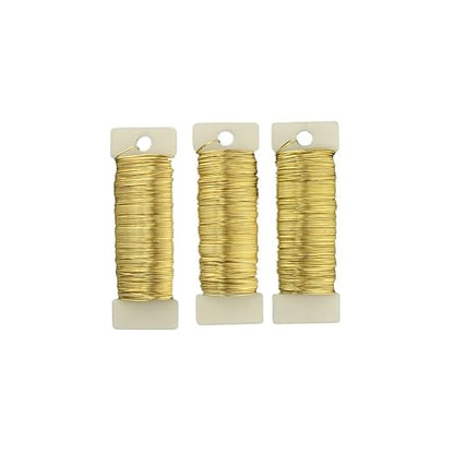 HAHIYO 22Gauge Golden 3Roll Total 115Yards Metal Floral Wire Flexible Paddle by HAHIYO