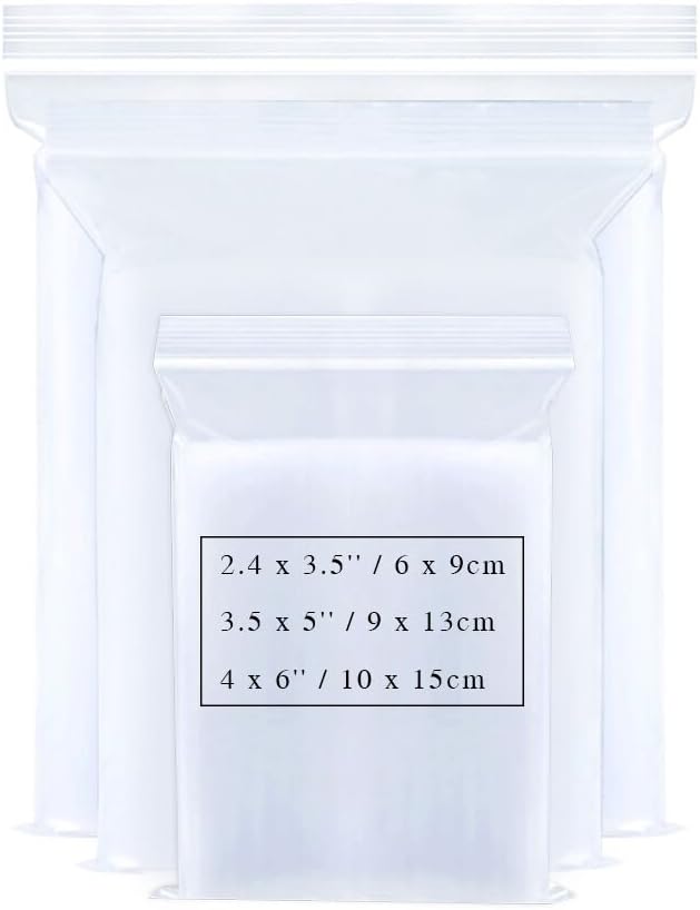 Small Plastic Bags for Jewelry 300pcs 3 Assorted Sizes Clear Zipper Baggies by BornFeel