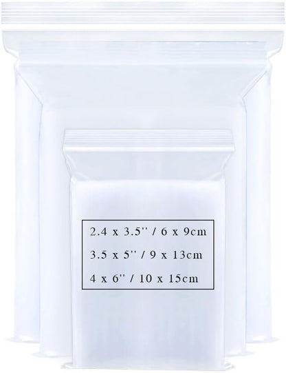 Small Plastic Bags for Jewelry 300pcs 3 Assorted Sizes Clear Zipper Baggies by BornFeel