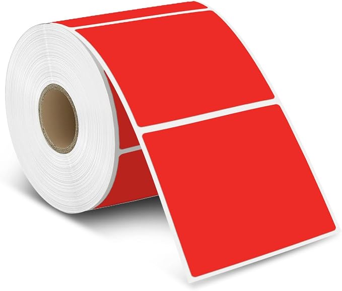 iEager Red Square Thermal Label Stickers, 500 Sheets/Roll by iEager