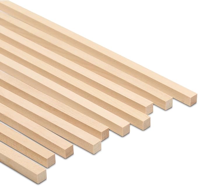 DIY Wooden Square Dowel Rod 3/8-inch x 36 Pack of 10 Hobby Wood Sticks by Woodpeckers