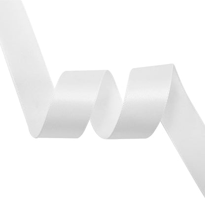 1" x 100 Yards White Polyester Satin Ribbon Single Faced Bulk Fabric Ribbons - Image 6