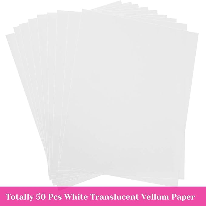Vellum Paper, Cridoz 50 Sheets Vellum Transparent Paper 8.5 x 11 Inches - Image 2