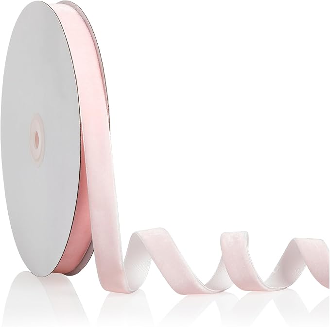 5/8" X 20 Yards Baby Pink Velvet Ribbon by Bomybaw