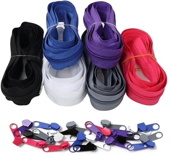 DOITEM 13 Yards 6 Pieces #5 Zippers Assorted Nylon Zipper Nylon Coil Zippers - Image 8