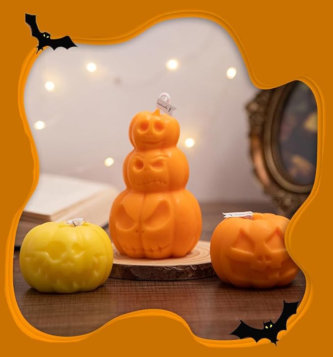 4Pcs Halloween Ghost Candle Silicone Molds Set, DIY 3D Halloween Pumpkin Skull - Image 3