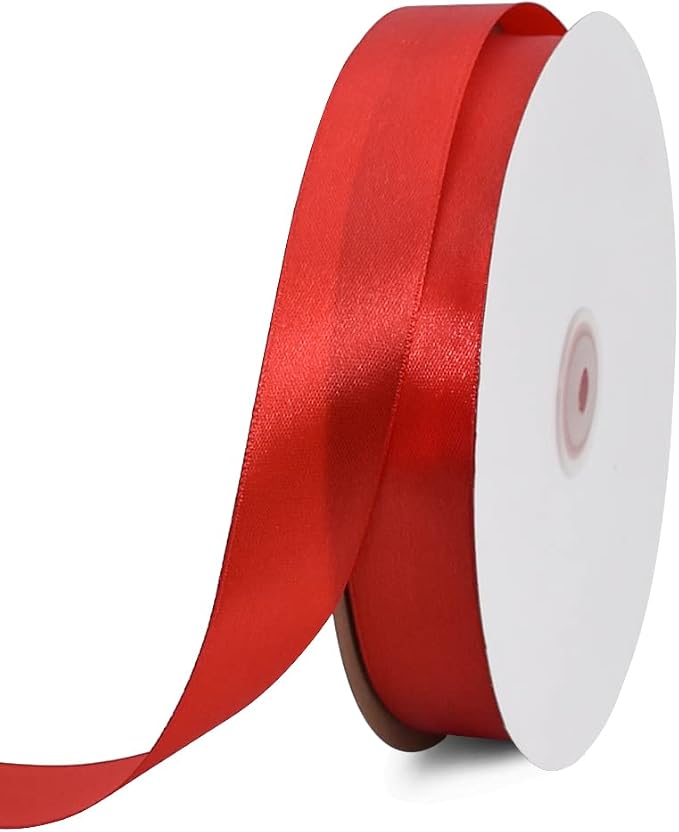 TONIFUL 1 Inch x 100yds Red Satin Ribbon, Thin Solid Color Satin Ribbon by TONIFUL