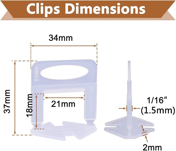 600 PCS Tile Leveling System Clips 1/16'' 600-Piece Tiles Leveler Spacers Tool - Image 3