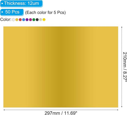 PATIKIL 11.7x8.3" Hot Stamping Foil Paper Sheet, 50 Sheets A4 Heat Transfer Hot - Image 2
