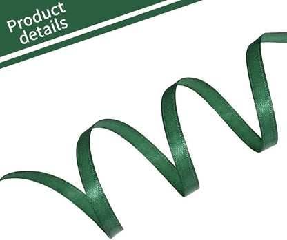 TONIFUL 1/4 Inch x 100yds Emerald Green Christmas Green Satin Ribbon, Thin - Image 3