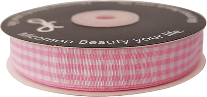 Pink Gingham Plaid Checked Ribbon 25 Yards Each Roll 100% Polyester - Image 3