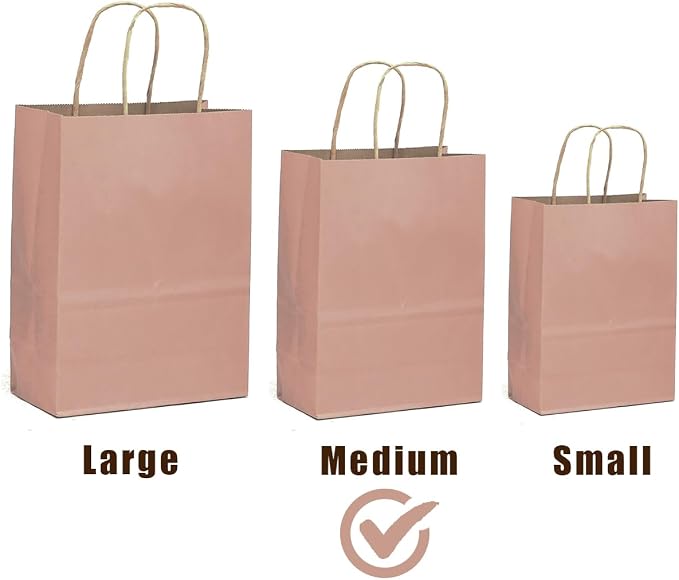 qiqee 32-Packs Cinnamon Pink Paper Gift Bags - Image 2
