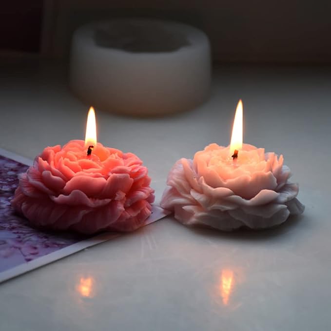 3 Pcs Peony Flower Silicone Candle Molds Set, 3D Peony and Rose Silicone Resin - Image 7