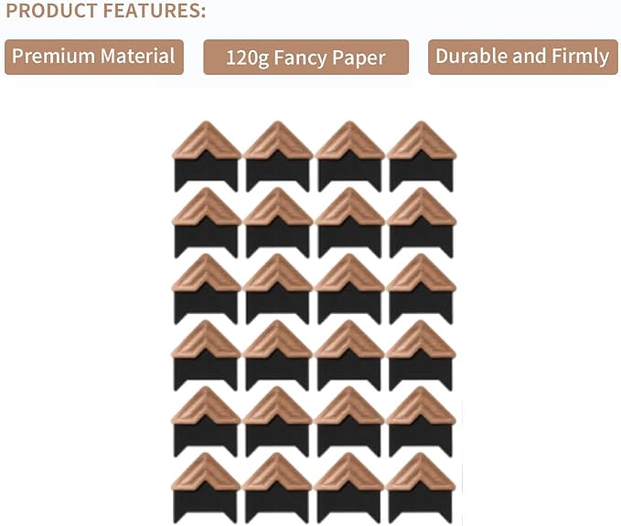 GOONAVI 15 Sheets 360 Pcs Rose-Gold Acid-Free Photo Corners Mounting Self - Image 2