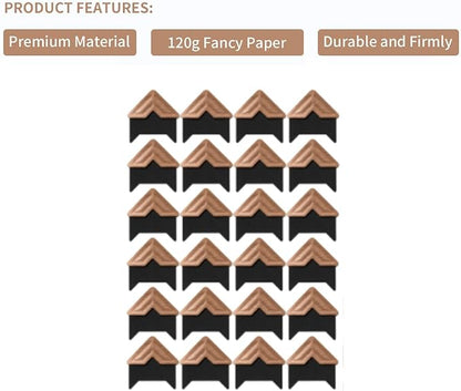 GOONAVI 15 Sheets 360 Pcs Rose-Gold Acid-Free Photo Corners Mounting Self - Image 2