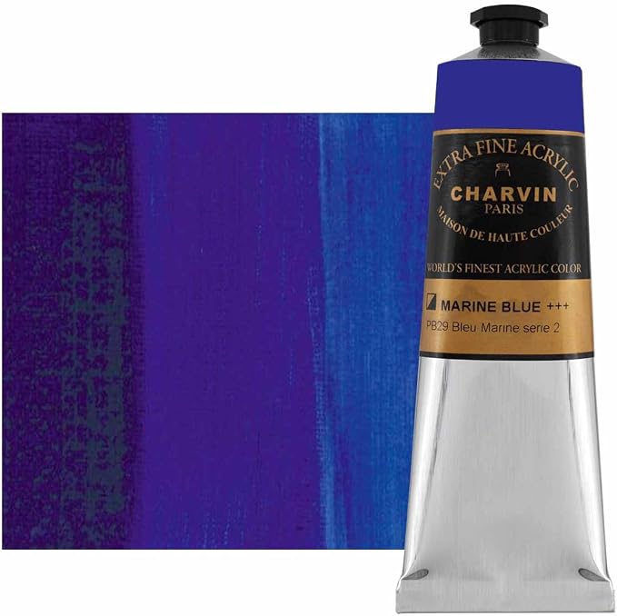Charvin Extra Fine Professional Artist Acrylic Paint Colors, 150ml Marine Blue - Image 2