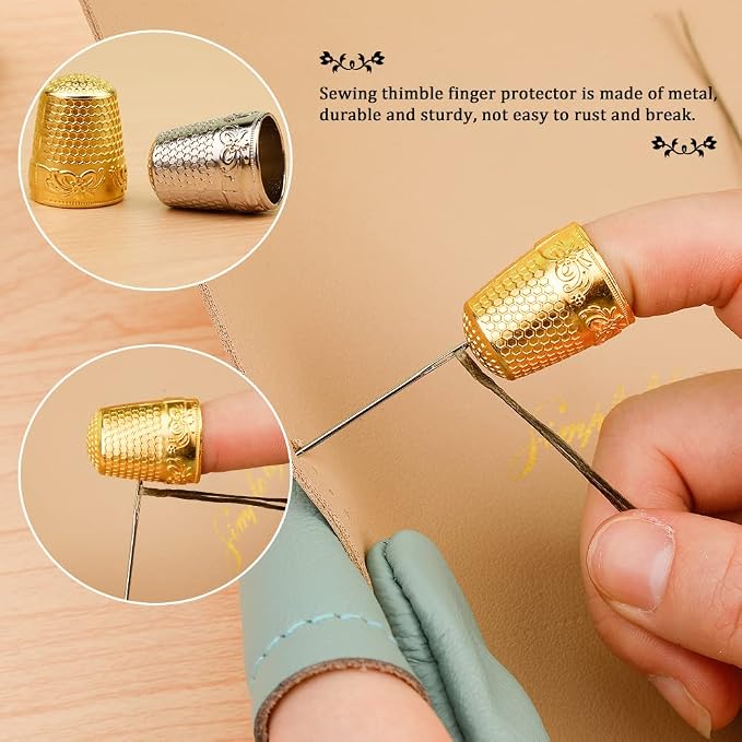 10pcs Hand-Working Sewing Thimble, Metal Finger Shield Ring, Leather Coin - Image 4