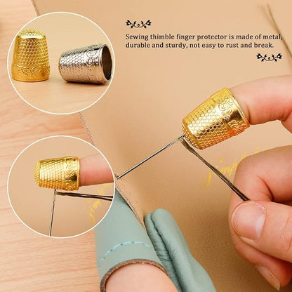 10pcs Hand-Working Sewing Thimble, Metal Finger Shield Ring, Leather Coin - Image 4