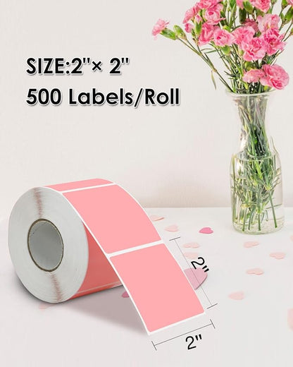 iEager Pink Square Thermal Label Stickers, 500 Sheets/Roll - Image 2