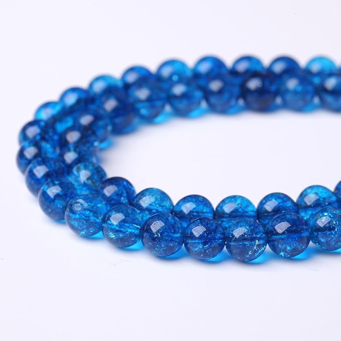 60pcs 6mm Natural Blue Crystal Crackle Quartz Stone Round Loose Beads - Image 4