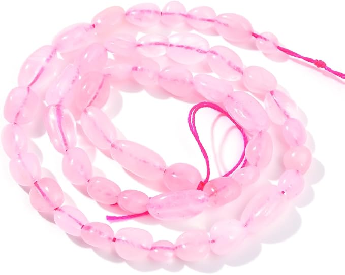 Rose Quartz Pebble Nugget Oval Free Tumbled Stone 6-8mm Natural Gemstone Loose by PLTbeads