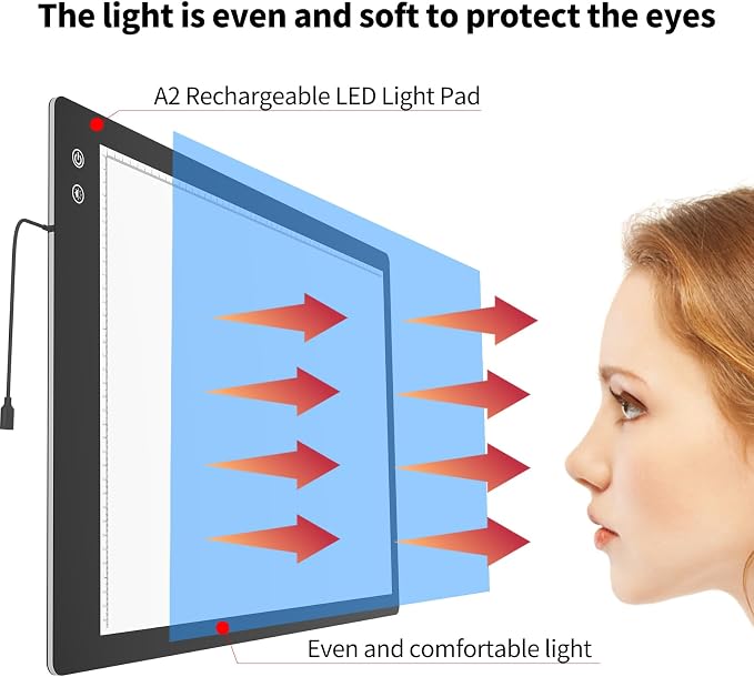 Rechargeable A2 Light Box, 3-Color Light LED Light Pad - Image 9