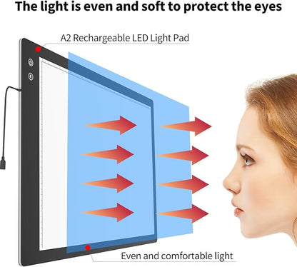 Rechargeable A2 Light Box, 3-Color Light LED Light Pad - Image 9