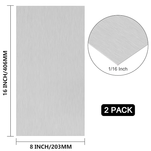 2Pack 6061 T651 Aluminum Sheet Metal 8 x 16 x 1/16 Inch Flat Plain Aluminum - Image 2