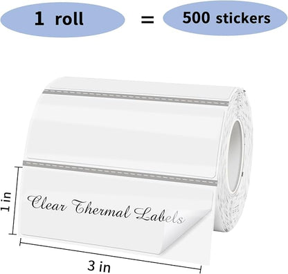 1" x 3" Transparent Thermal Label Stickers, Waterproof Thermal Printer Sticker - Image 3