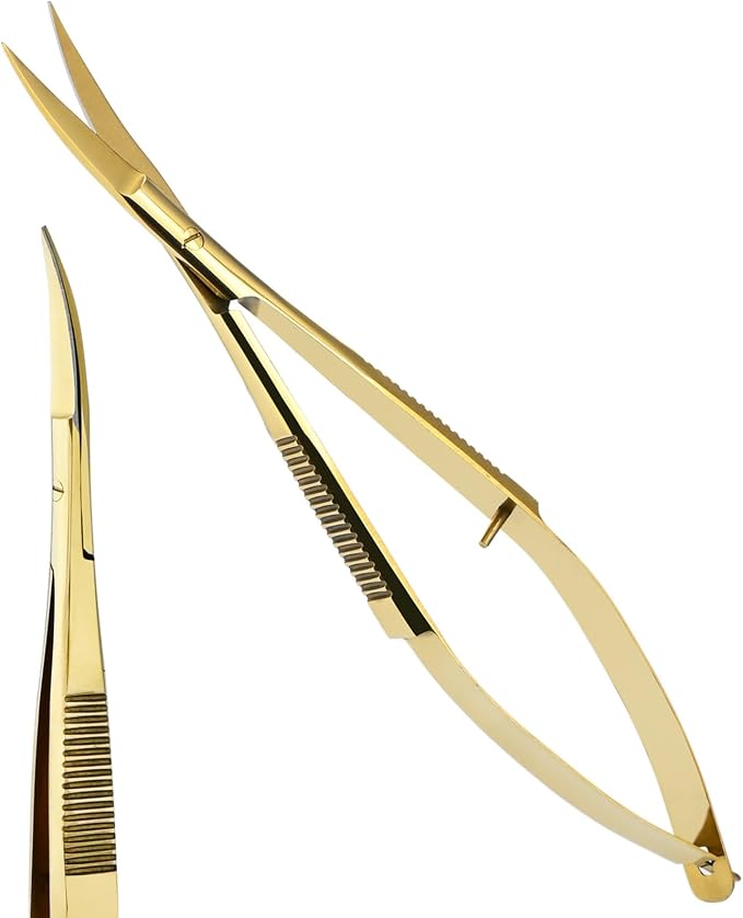 Cross Edge Curved Spring Scissors 5 Inch Stainless Steel Precision Eyebrow & - Image 2