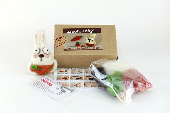 Woolbuddy Needle Felting Kit for Beginners & Adults – DIY Rabbit Animal Craft by Woolbuddy