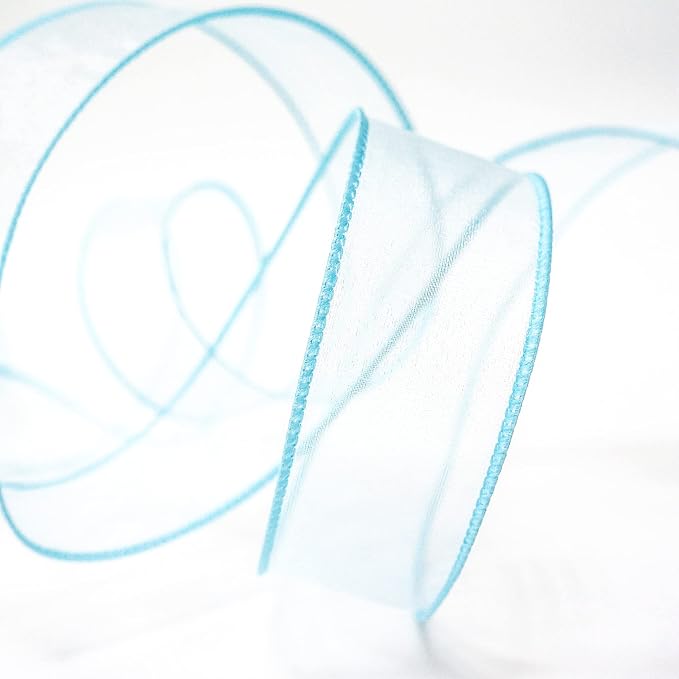 CT CRAFT LLC Sheer Organza Wired Ribbon 1.5" x 50Yards Blue - Image 3