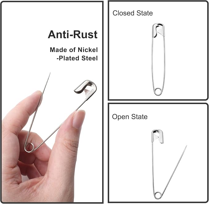 200 PCS 55mm / 2.2 Inch Safety Pins Heavy Duty Quilting Pins, Large Safety Pins - Image 3
