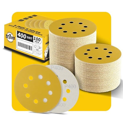 100PCS 5 Inch 400 Grit 125mm 8 Hole Sanding Discs Sandpaper by TPmax