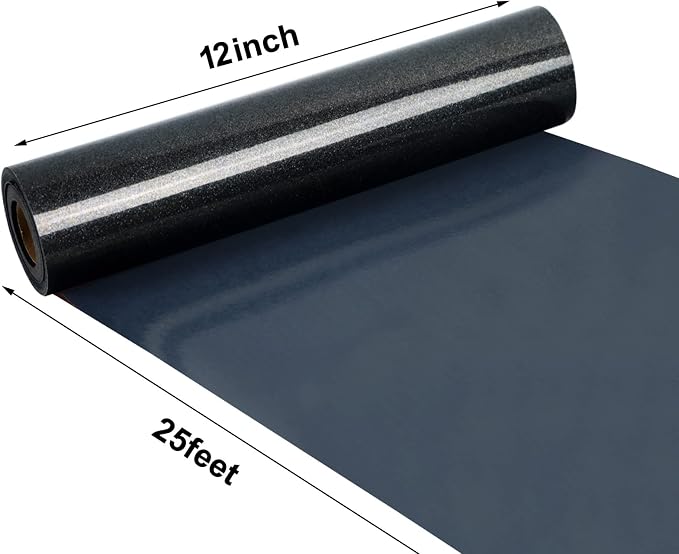 FUNKAKA Glitter Black HTV Heat Transfer Vinyl Rolls - Image 3
