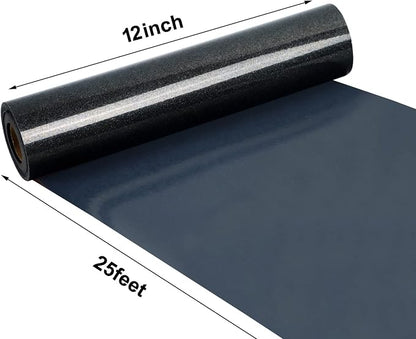 FUNKAKA Glitter Black HTV Heat Transfer Vinyl Rolls - Image 3